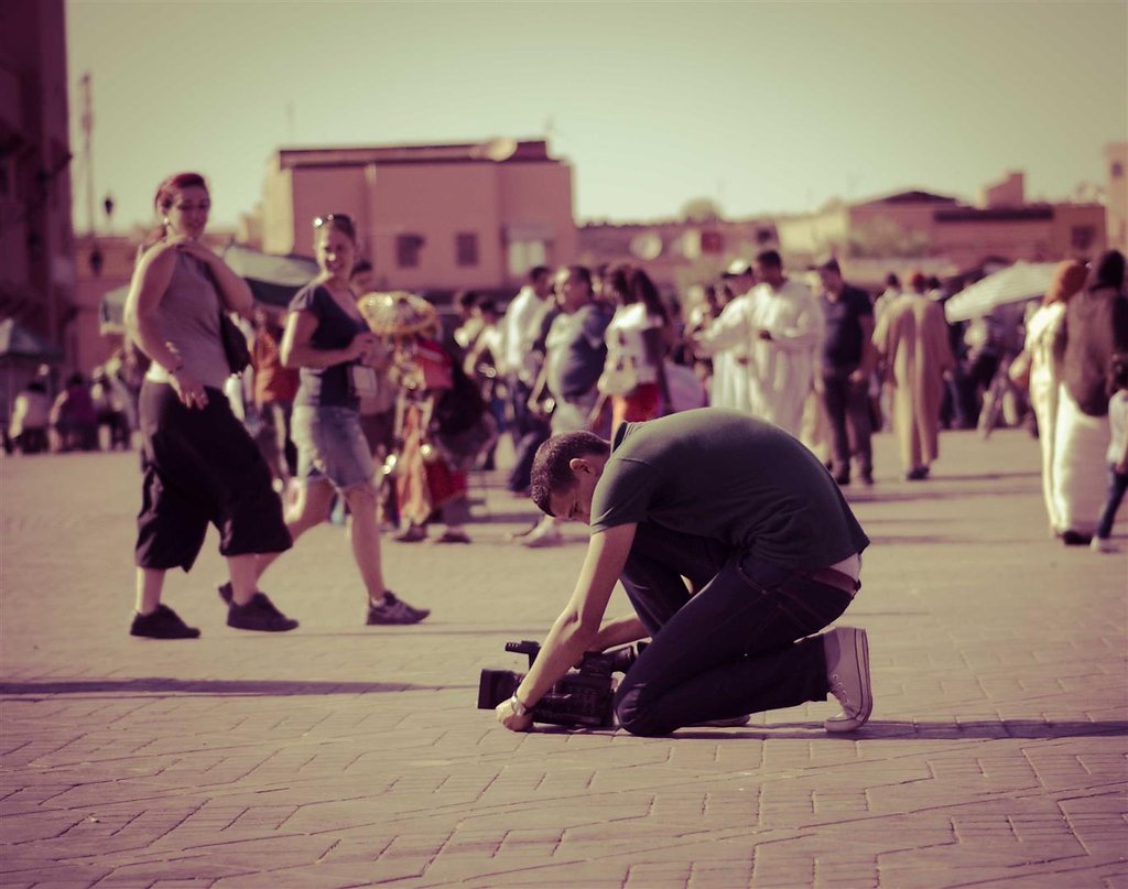 Filming Jamaa El Fna square